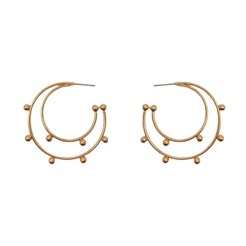 MINI 9 BALL DETAIL HOOP EARRINGS - GOLD