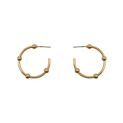 MINI 4 BALL DETAIL HOOP EARRINGS - GOLD