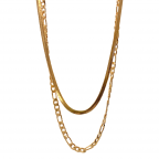LINK & SNAKE CHAIN LAYERED NECKLACE - GOLD