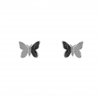MINI RHODIUM DIPPED 925 STERLING SILVER BUTTERFLY EARRINGS - SILVER 