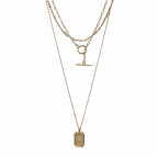 LAYERED NECKLACE - TOGGLE & RECTANGLE STARBURST PENDANT 