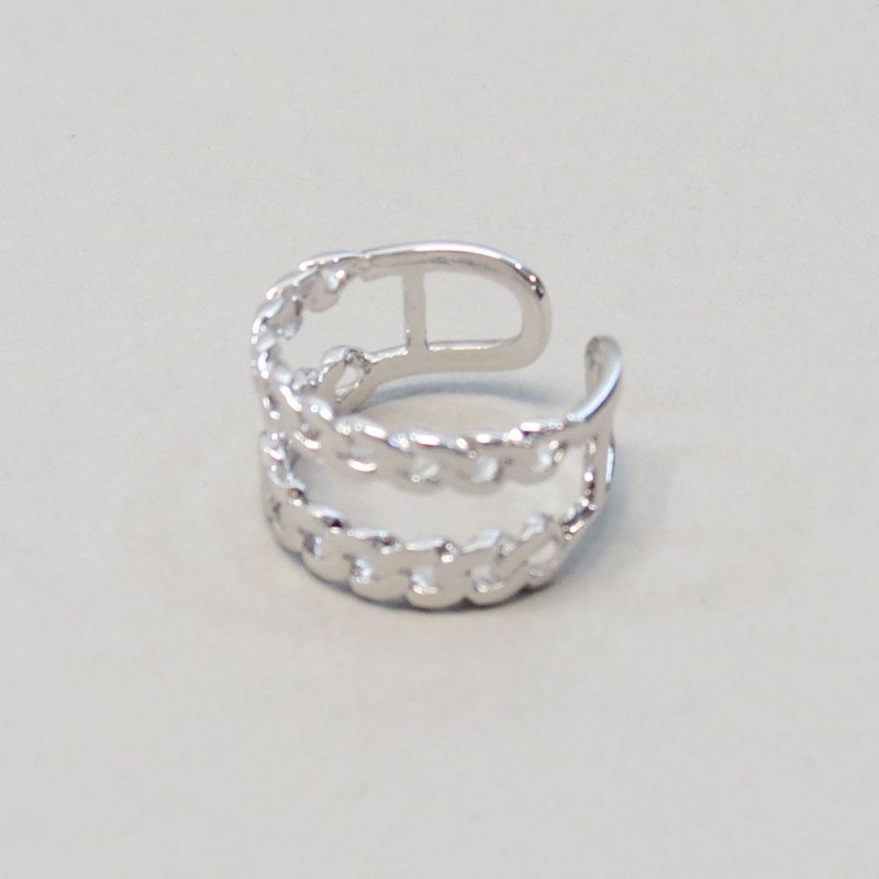 CHAIN WIDE ADJUSTABLE RING -SILVER